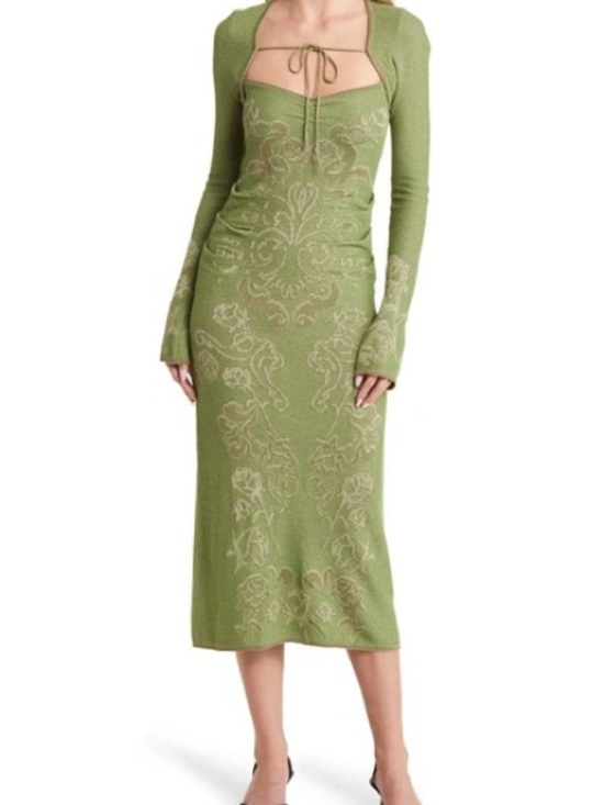 House of Sunny Dresses & Skirts - House of Sunny Long Sleeve Tie-Neck Midi Dress